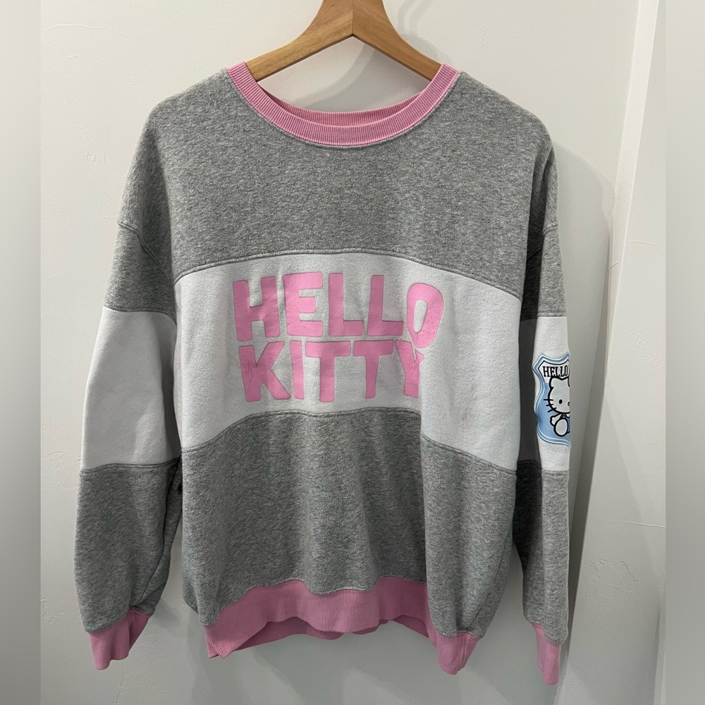 Hello Kitty Sanrio Grey Pink Crewneck Sweatshirt
